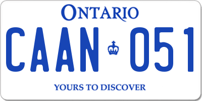 ON license plate CAAN051