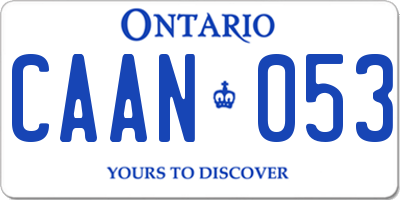 ON license plate CAAN053