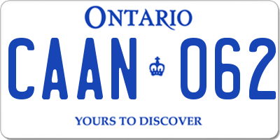 ON license plate CAAN062