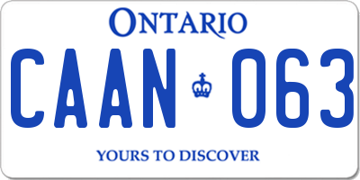 ON license plate CAAN063