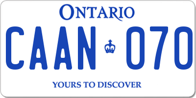 ON license plate CAAN070