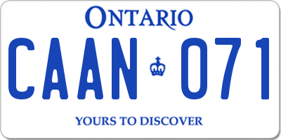 ON license plate CAAN071