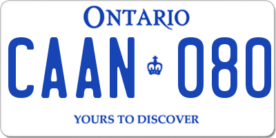 ON license plate CAAN080