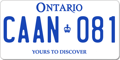 ON license plate CAAN081