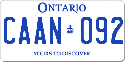 ON license plate CAAN092