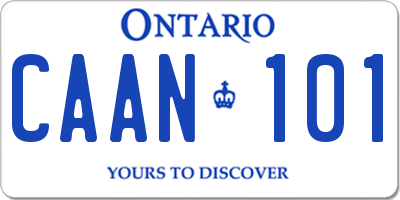 ON license plate CAAN101