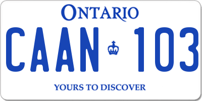 ON license plate CAAN103