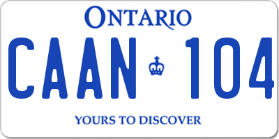 ON license plate CAAN104