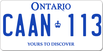 ON license plate CAAN113