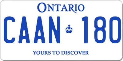 ON license plate CAAN180