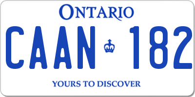 ON license plate CAAN182