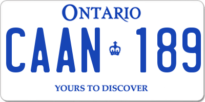 ON license plate CAAN189