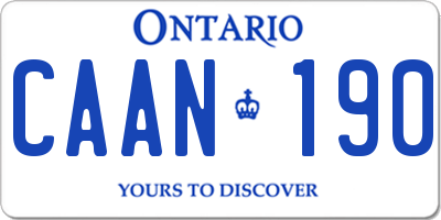 ON license plate CAAN190