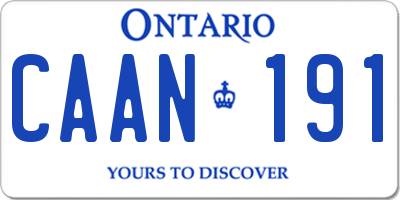 ON license plate CAAN191