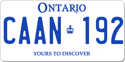 ON license plate CAAN192