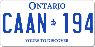 ON license plate CAAN194