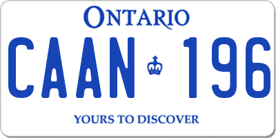 ON license plate CAAN196