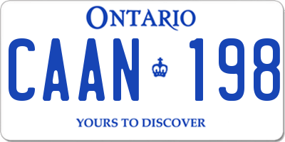 ON license plate CAAN198