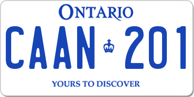 ON license plate CAAN201