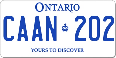 ON license plate CAAN202