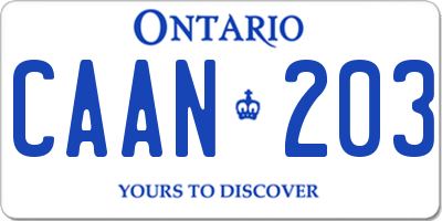 ON license plate CAAN203