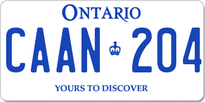 ON license plate CAAN204