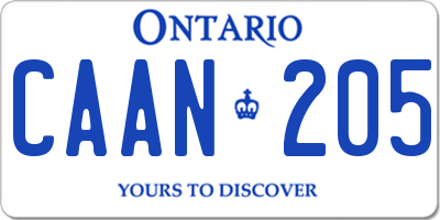 ON license plate CAAN205