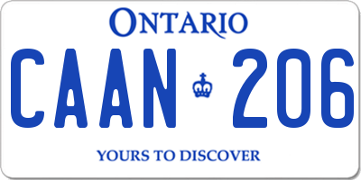 ON license plate CAAN206