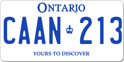 ON license plate CAAN213