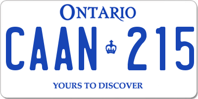 ON license plate CAAN215