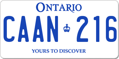 ON license plate CAAN216