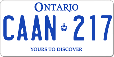 ON license plate CAAN217