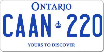 ON license plate CAAN220