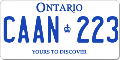 ON license plate CAAN223