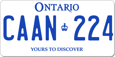 ON license plate CAAN224