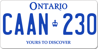 ON license plate CAAN230