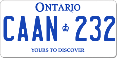 ON license plate CAAN232