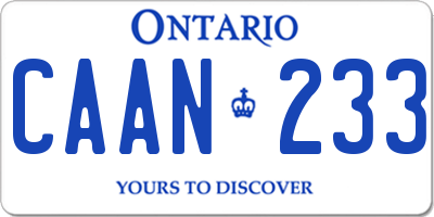 ON license plate CAAN233