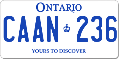 ON license plate CAAN236