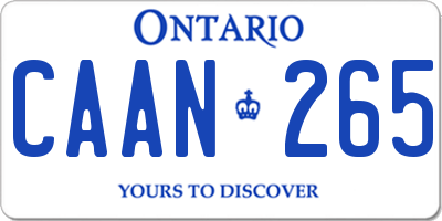 ON license plate CAAN265