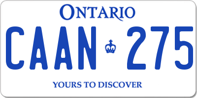 ON license plate CAAN275