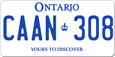 ON license plate CAAN308