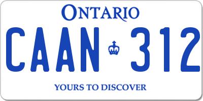 ON license plate CAAN312