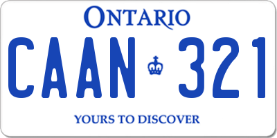 ON license plate CAAN321