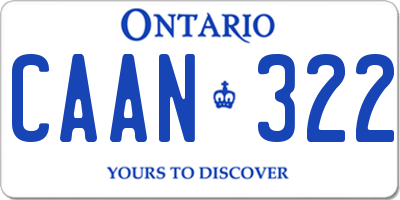 ON license plate CAAN322