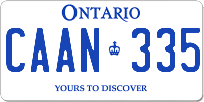 ON license plate CAAN335