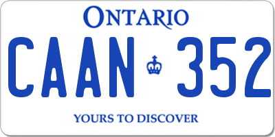 ON license plate CAAN352