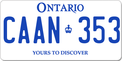 ON license plate CAAN353