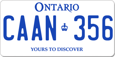 ON license plate CAAN356