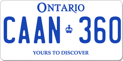 ON license plate CAAN360